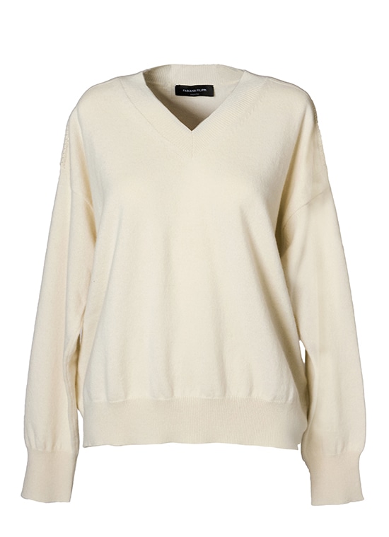 オーバーサイズカシミヤVネックニットプルオーバー