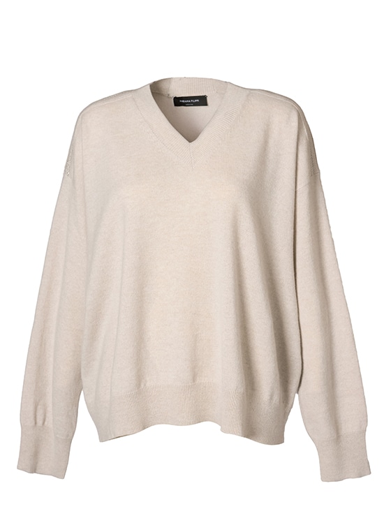 オーバーサイズカシミヤVネックニットプルオーバー