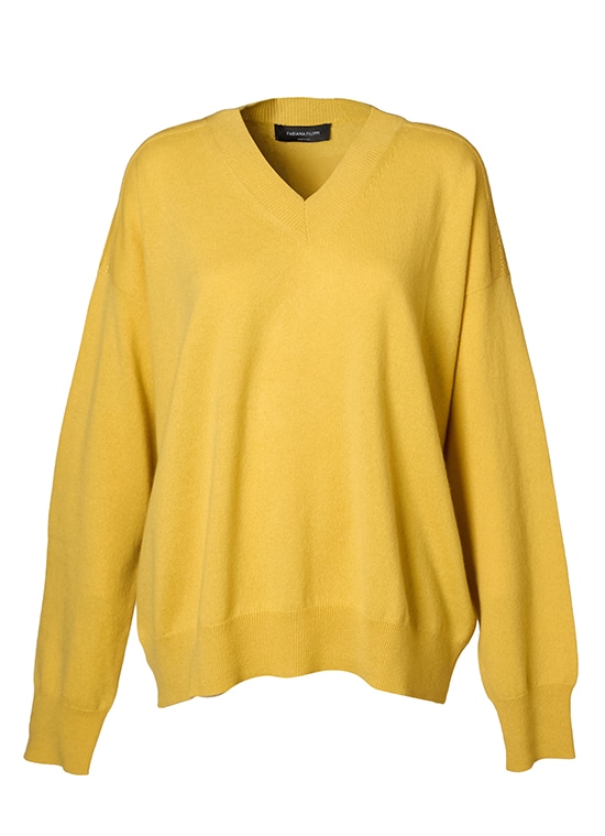 オーバーサイズカシミヤVネックニットプルオーバー