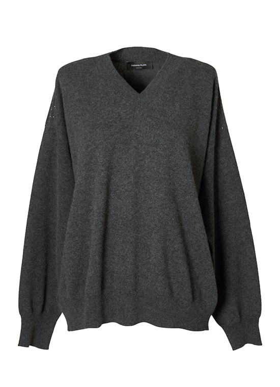 オーバーサイズカシミヤVネックニットプルオーバー