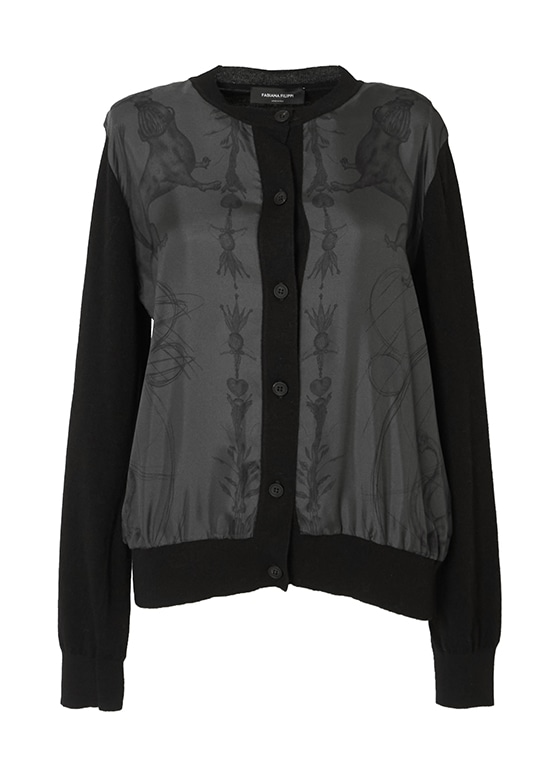 FABULA MUNDIシルクプリントニットカーディガン