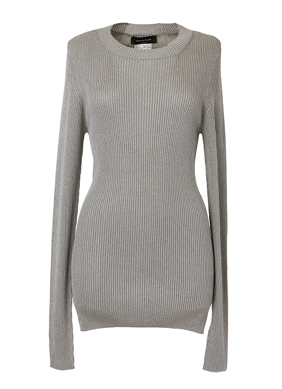 ラウンドネックリブニット