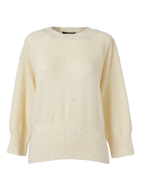 モヘアナイロン 七分袖ニットプルオーバー