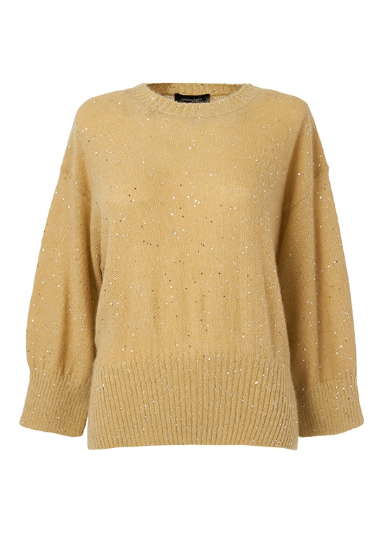 モヘアナイロン 七分袖ニットプルオーバー