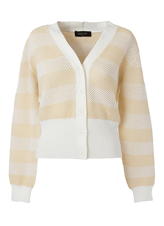 メッシュボーダーニットカーディガン