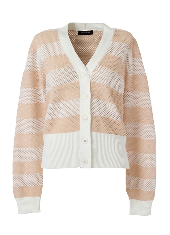 メッシュボーダーニットカーディガン