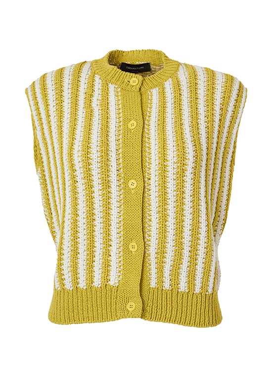 ストライプバルキーニットベスト
