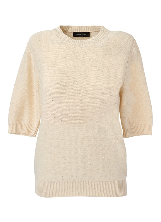 コットンリネン 半袖シークインプルオーバー