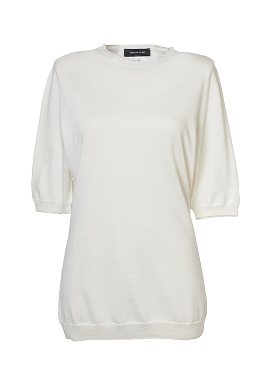 シルクコットン半袖ニットプルオーバー