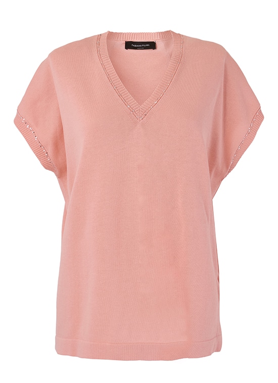 スパンコール付コットンフレンチスリーブプルオーバー