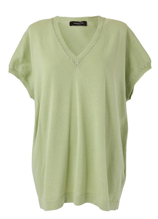 スパンコール付コットンフレンチスリーブプルオーバー