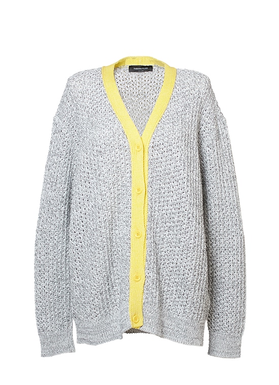 コットンバイカラートリミングカーディガン