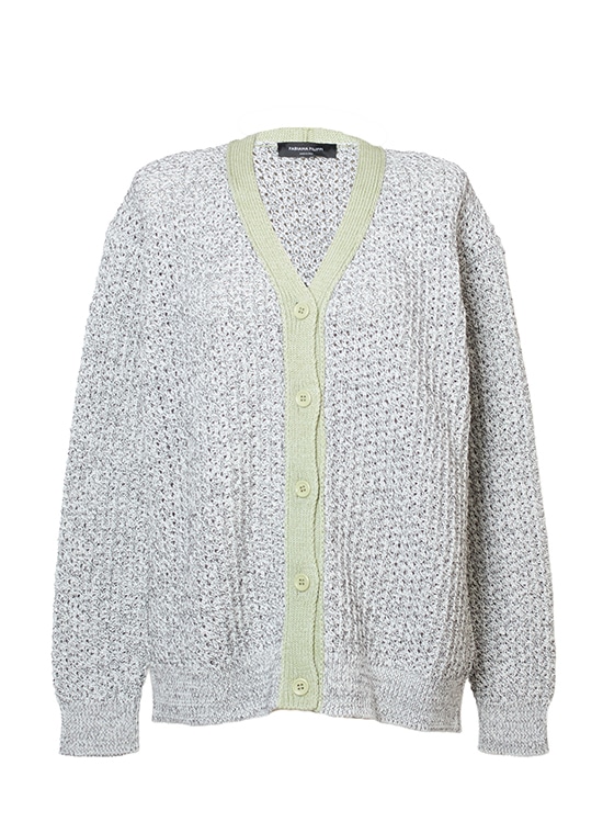 コットンバイカラートリミングカーディガン