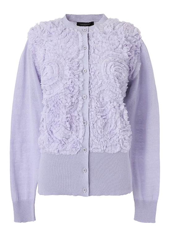 リネンコットン チュールレースカーディガン