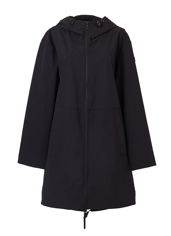 ストレッチポリエステル フーデッドジャケットコート