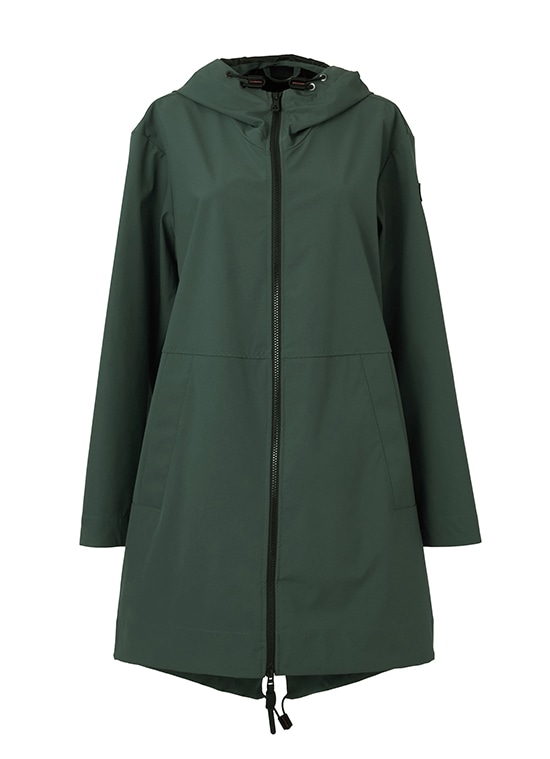 ストレッチポリエステル フーデッドジャケットコート