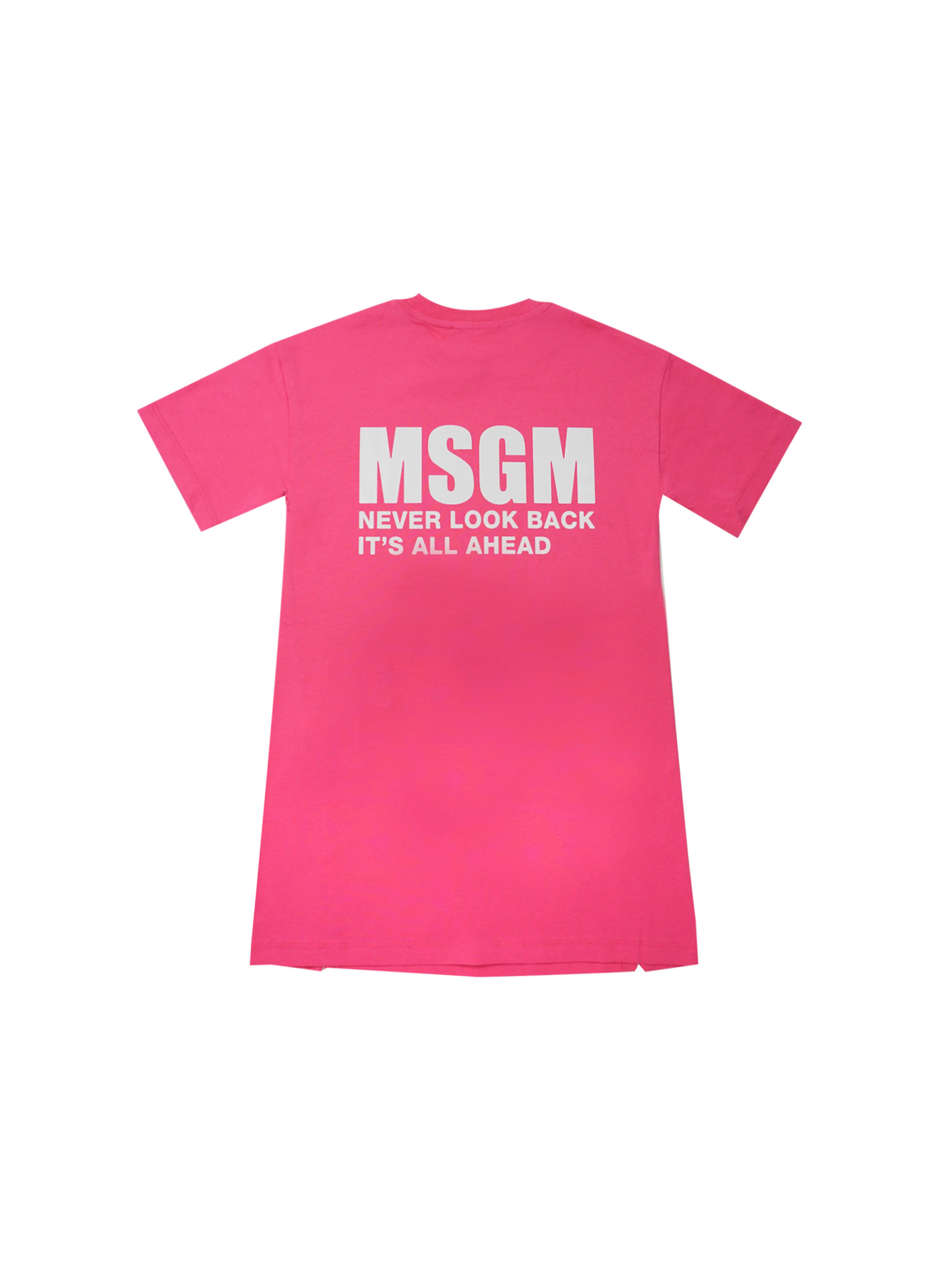 MSGM KIDS NEVER LOOK BACK ステートメントロゴ Tシャツワンピース 詳細画像 フューシャピンク 2