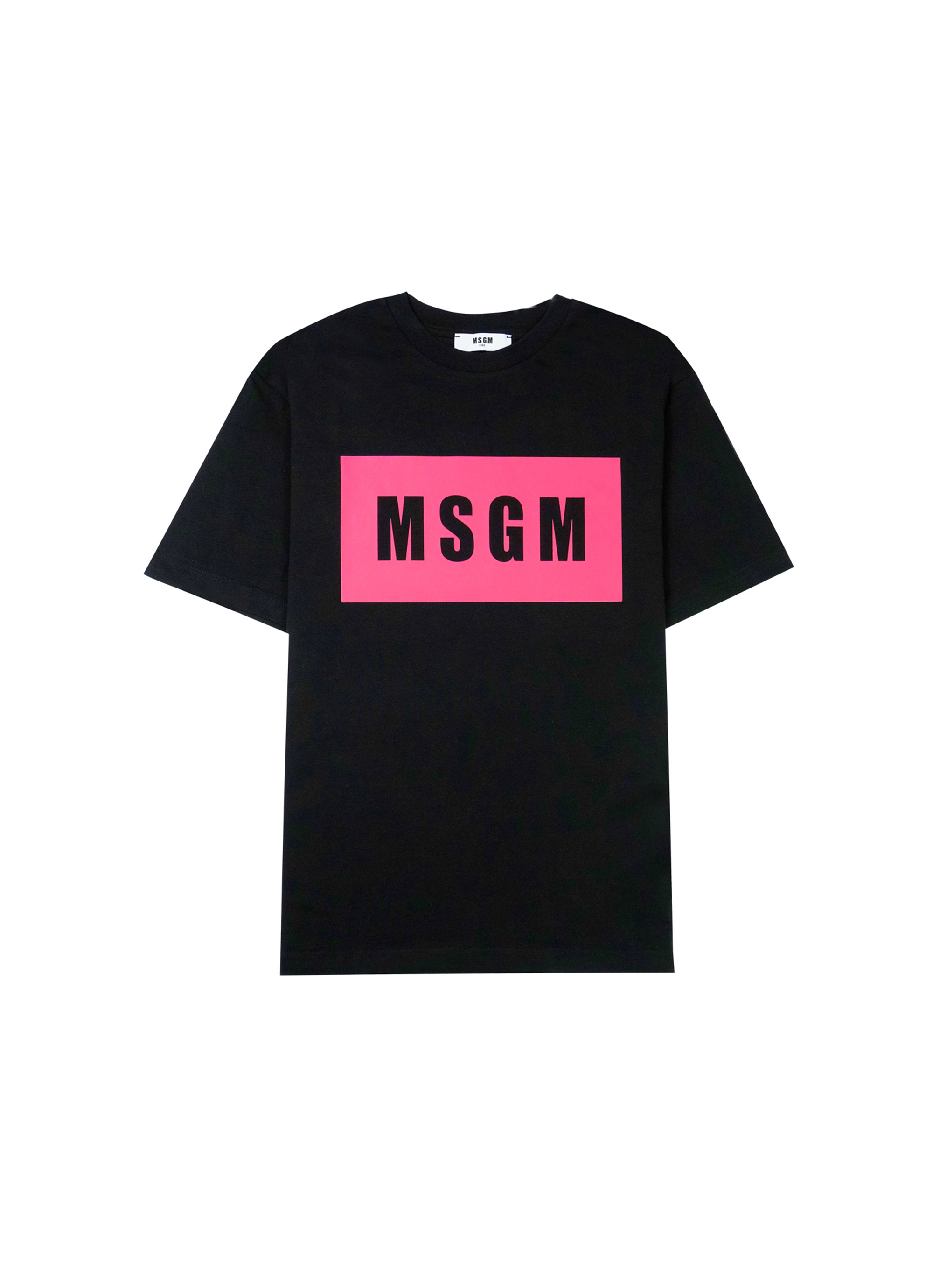 MSGM KIDS【NEW】 BOXロゴTシャツ 詳細画像 ブラック×フューシャピンク 1