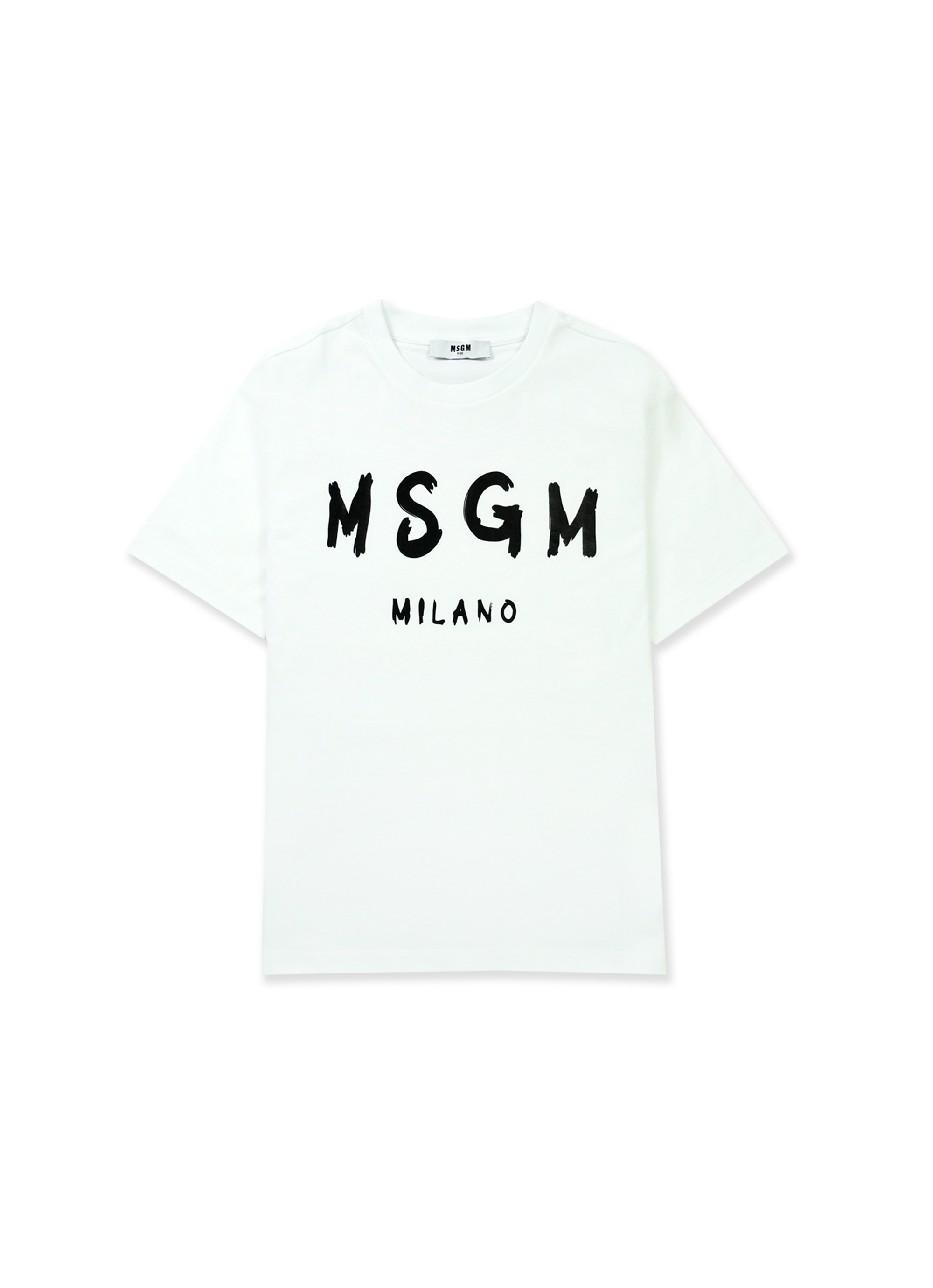 MSGM KIDS 【Basic Color】ブラッシュロゴTシャツ 詳細画像 ホワイト×ブラック 1