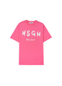 MSGM KIDS【NEW】 ブラッシュロゴTシャツ 詳細画像 フューシャピンク 1
