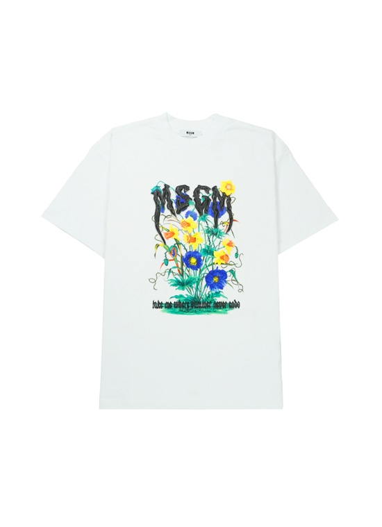 MSGM KIDS グラフィックFLOWER 刺繍ロゴTシャツ